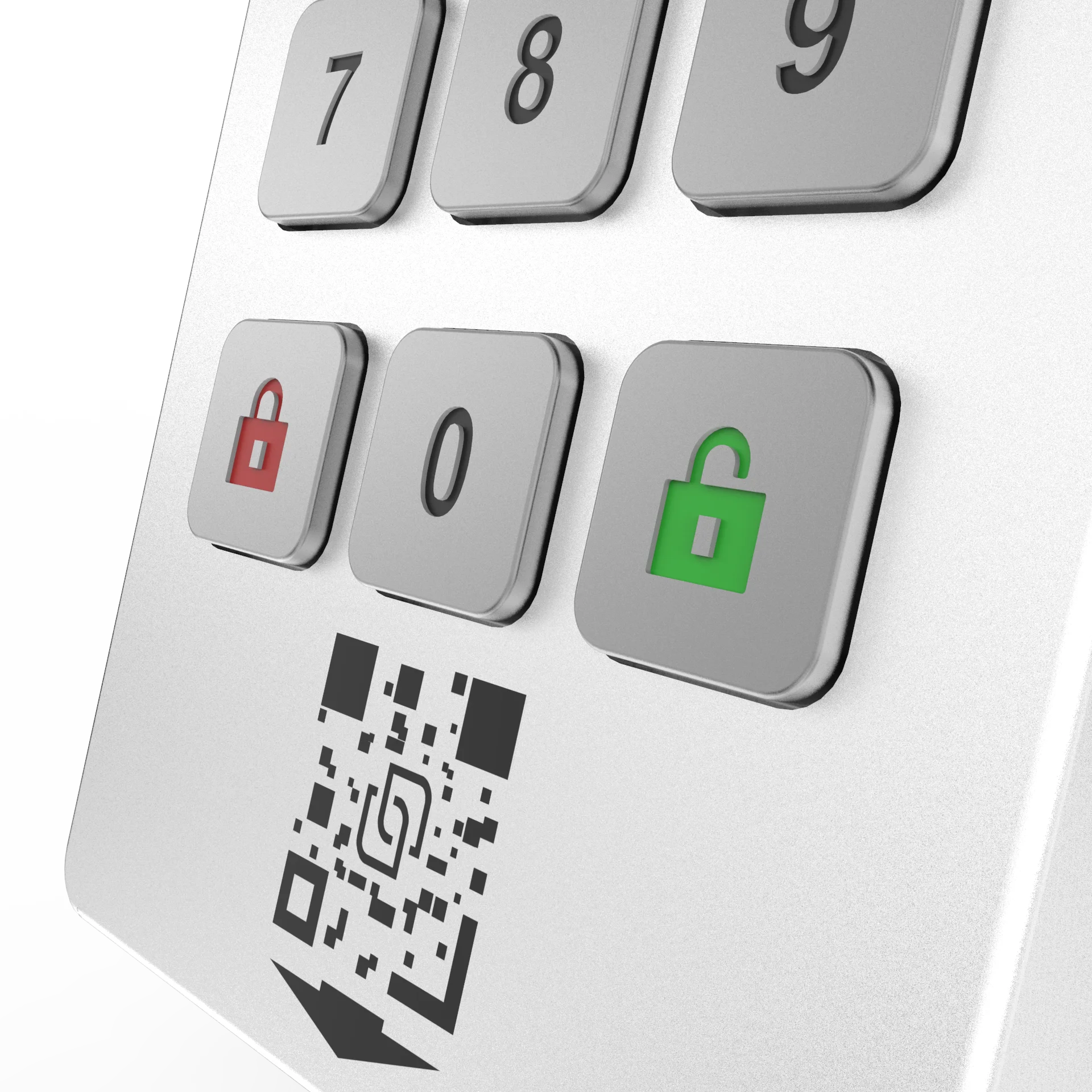 BCL-QR1 LE ユニバーサルデザインキーボード — 番号を押して緑で解錠、世界共通の直感操作